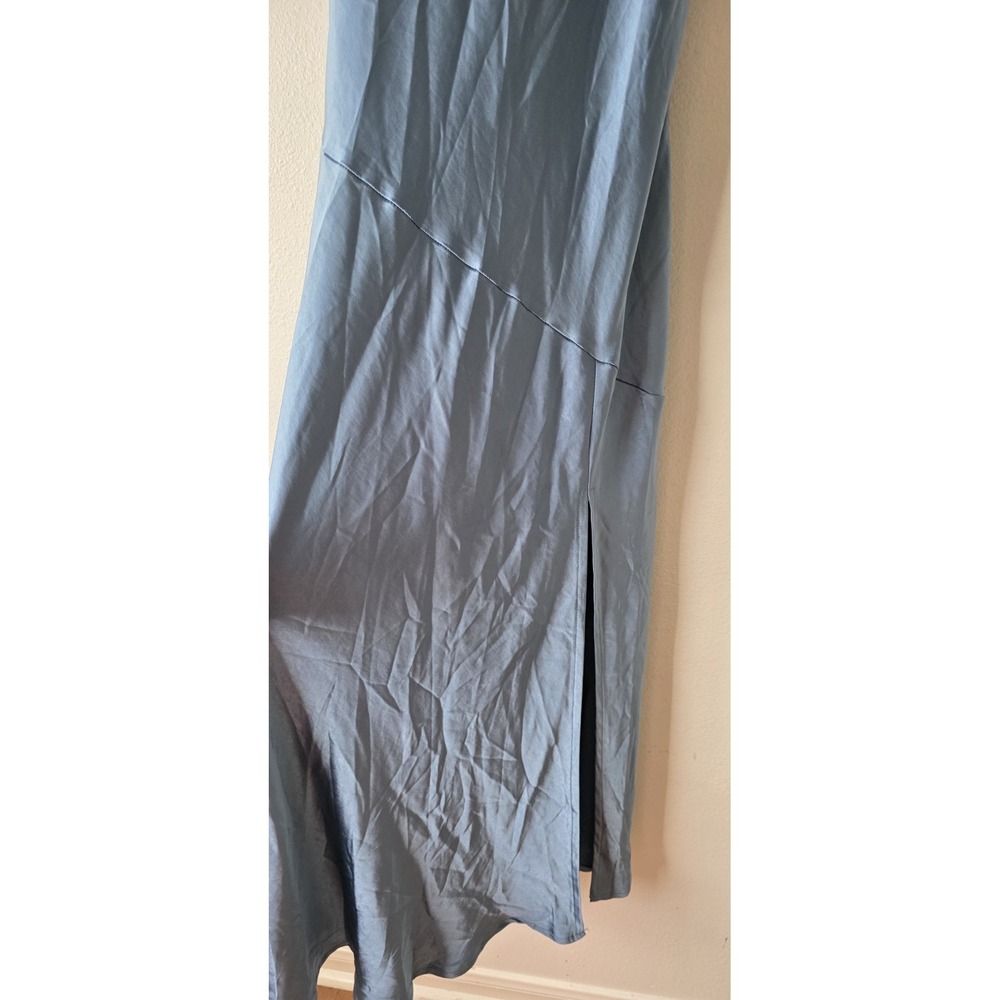 NWT Selfie Leslie Downtown Cami Strap Front Split Midi Slip Dress Blue Formal Md - Picture 6 of 12